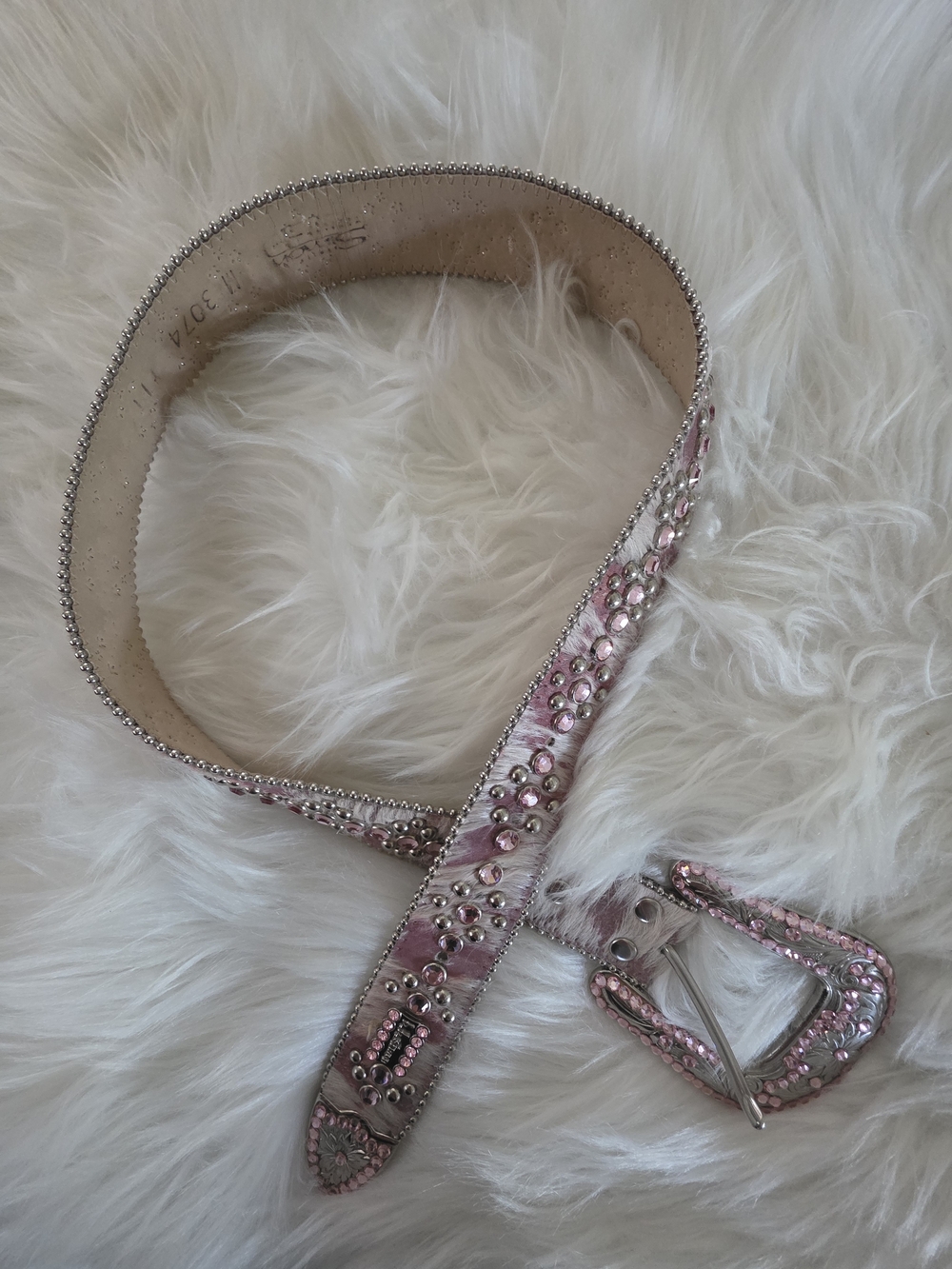 BB Simon Pink Western Rhinestone Genuine Horse Hair Belt❤️❤️❤️